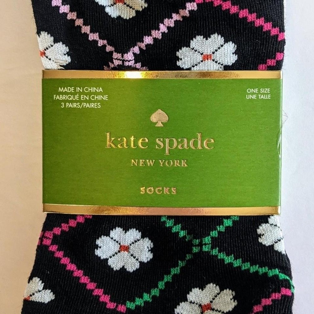 Kate Spade‎ New York Package of three pairs no-show socks New Flowers Stripes - Picture 2 of 4